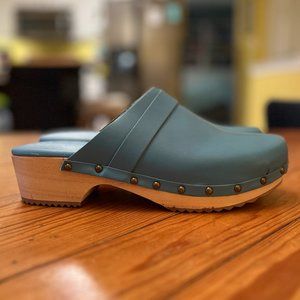 Free People Dusty Teal Clogs, Size 40